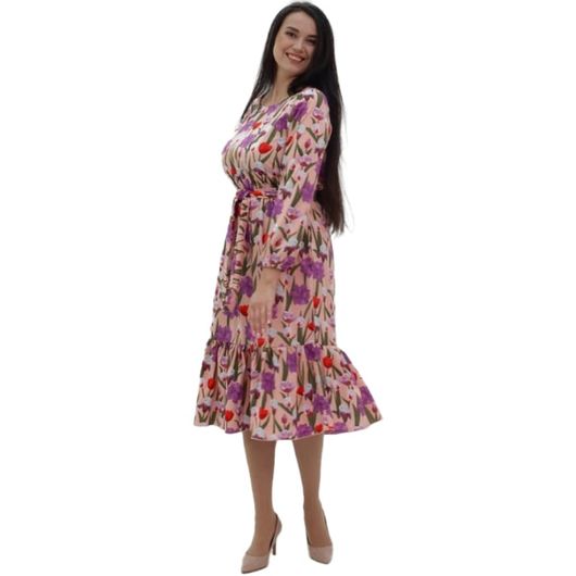 Платье Цветочное, розовое, Цвет: Розовый , Размер: S