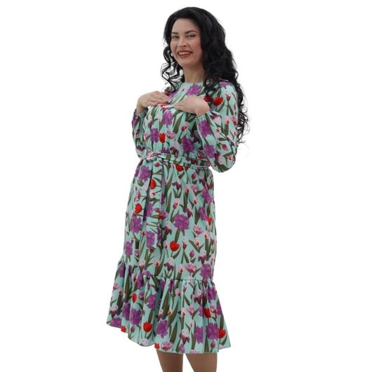 Платье Цветочное, светло-зеленое, Цвет: Светло-зеленый , Размер: S, изображение 2