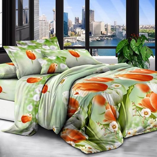Комплект постельного белья Мирабелла Красные тюльпаны, Колір комплекту: Червоні тюльпани, Розмір: 2 спальний, Розмір наволочки: 50*70
