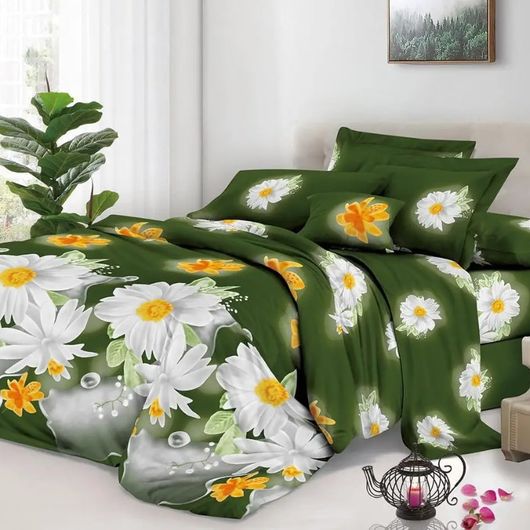 Комплект постельного белья Мирабелла Хризантемы, Колір комплекту: Хризантемы , Розмір: 2 спальний, Розмір наволочки: 70*70