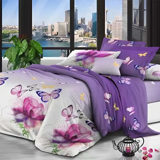 Комплект постельного белья Примавера, Бабочки, Цвет комплекта: Бабочки , Размер: 1,5 спальный, Размер наволочки: 70*70